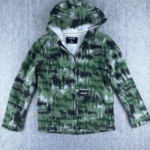 Hurley Kids‎ Green and Black Patterned Zip Up Hoodie